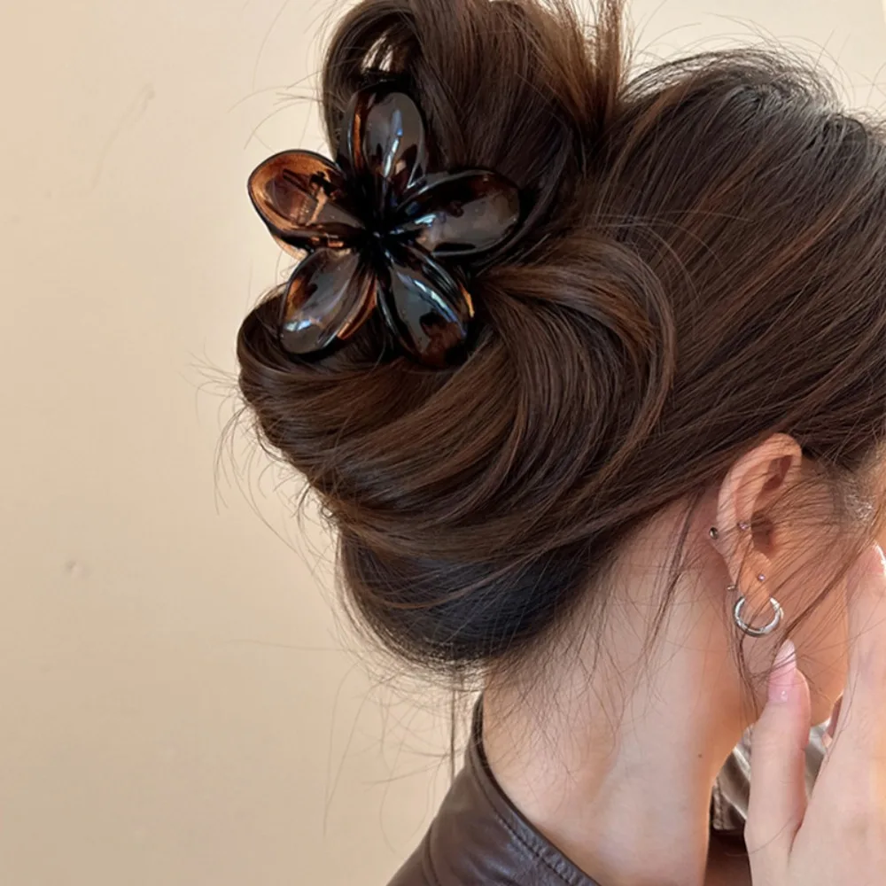 Large Flower Hair Clip, 8cm, Beige Brown 4