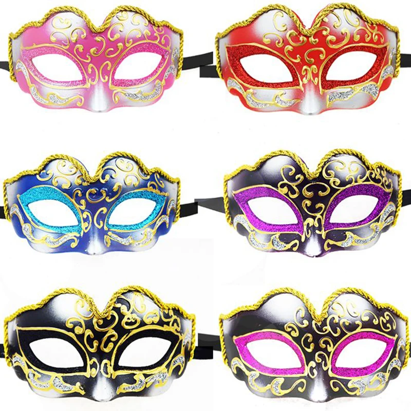 

Carnival Festival Women Masquerade Mask Venetian Manual Vintage Fashion Elegant Dance Show Party Bar Black Rose Red Pink Purple