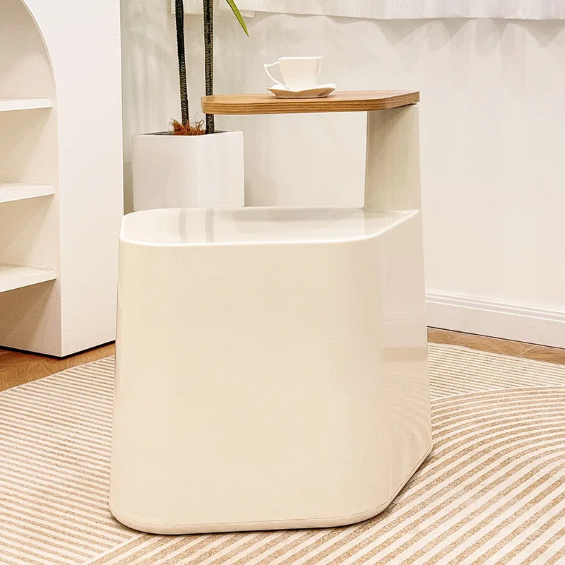 

Nordic multi-functional creative side table stool modern simple solid wood small coffee table living room sofa table