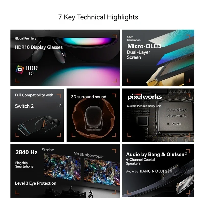 Okulary AR Rayneo Air 4 Pro, inteligentne, sterowanie głosowe 3G, wodoodporność IPX-5, nagrywanie wideo 4K, mocowane na głowie, obsługa XR, protokół DP