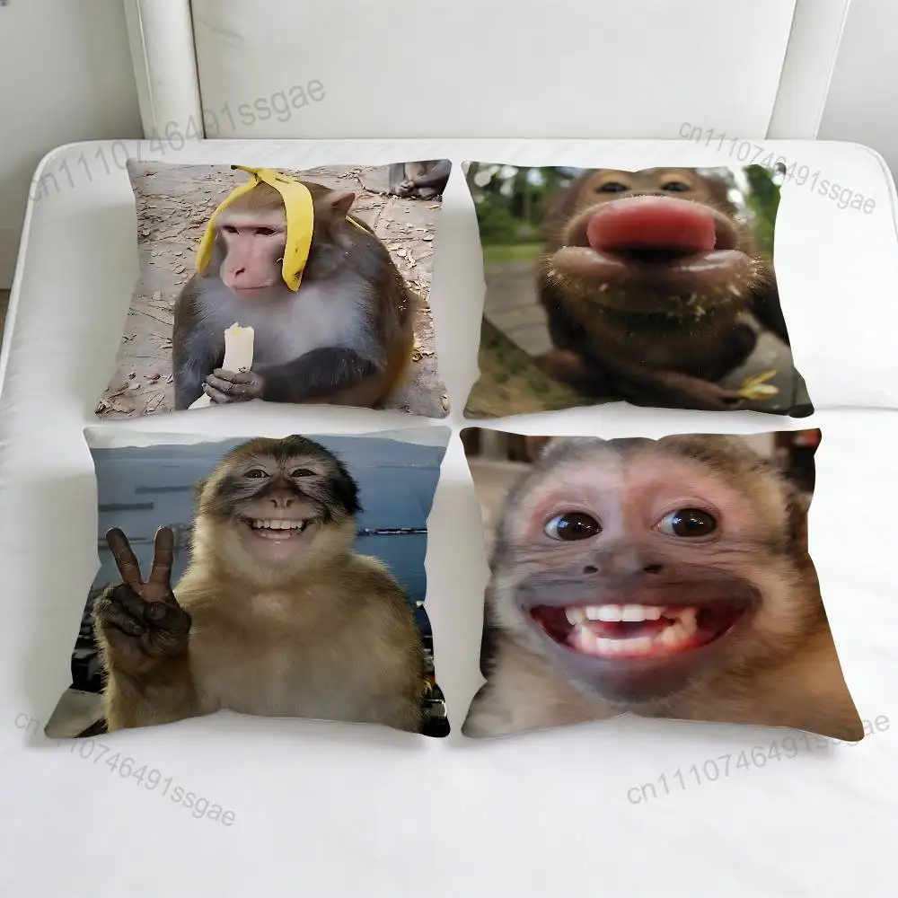 

Funny Cute M-Monkey Square Pillow Case Soft Decorative Throw Pillow Cover for Home Sofa Bed