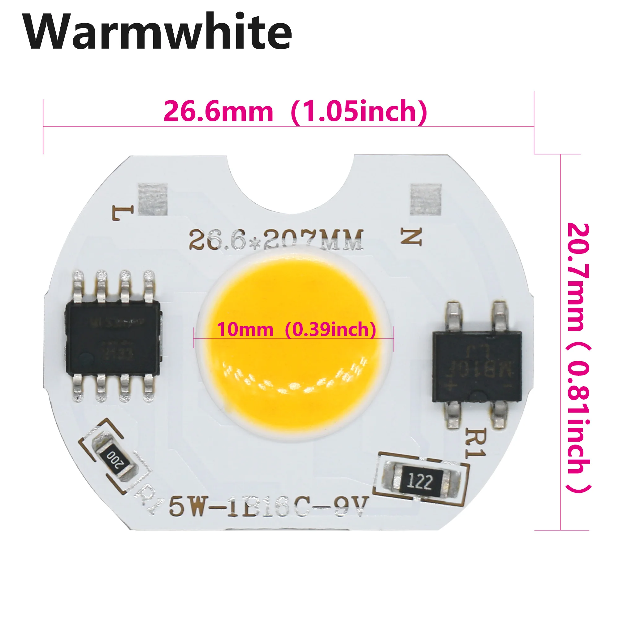 5pcs LED COB lamp Bead 5W 9V COB Chip 220V Smart IC No Need Driver DIY Flood light Led Bulb Spotlight Chip Lamp warm or white