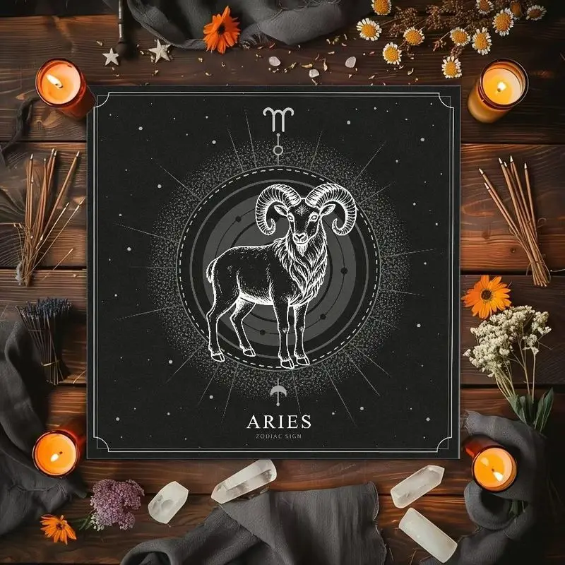 VIKAMA Tarot Cards Aries Gemini Zodiac Sun Moon Cashew Pattern Altar Cloth Tarot Card Tablecloth Vika Astrology Divination Decor