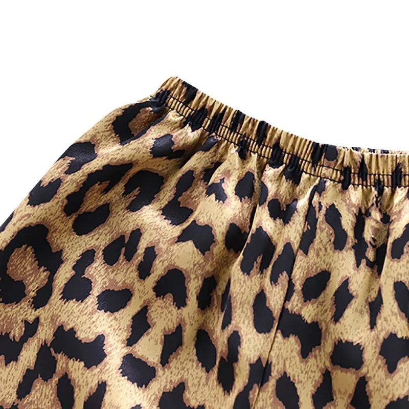 Baby Kids Boys Leopard Print Outfits Set Short Sleeve Blouse Tops+Shorts Sleepwear Pajamas