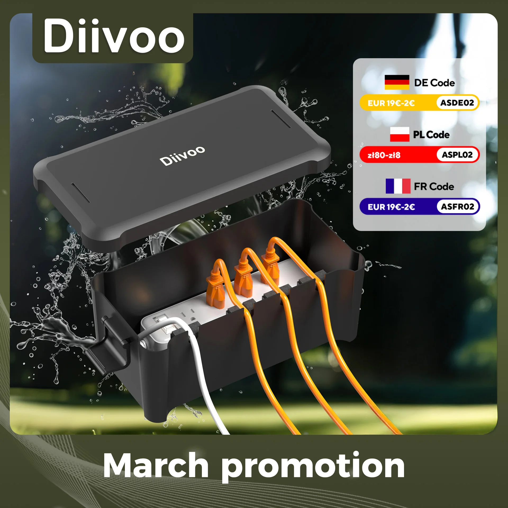 Diivoo-caja eléctrica impermeable para exteriores, carcasa de enchufe de conexión de Cable exterior para temporizadores, cables de extensión, jardín de vacaciones