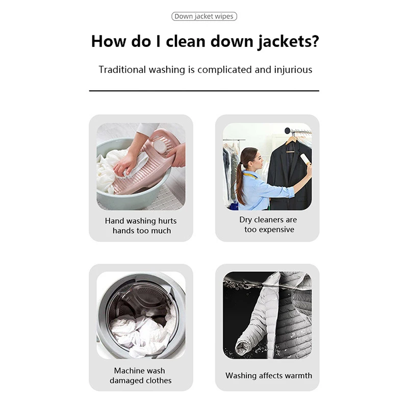 Down Coat Cleaning Wet Wipes Portable Wash-free Clothes Cleaning Care Wipes Clothes Cleaning Wipes Dry Laundry Wipes Cleaner