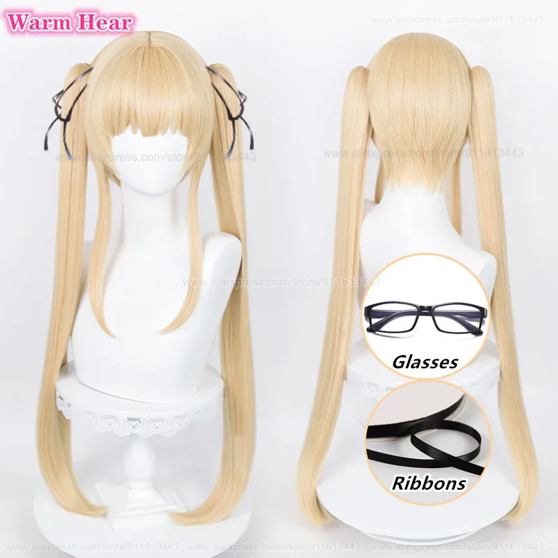 Anime Eriri Spencer Sawamura Synthetic Hair Light Golden Yellow Cosplay Wig Heat Resistant Hair Halloween Party Wigs   A Wig Cap