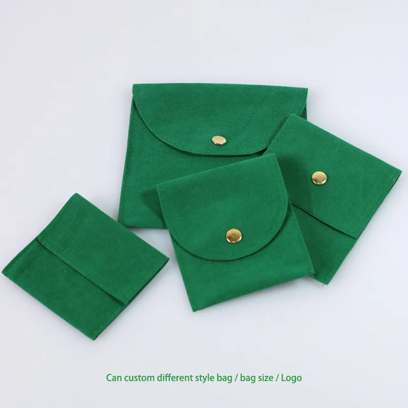 Green Suede Envelope Bags Candy Favor Candle underwear Makeup Hair Packaging Dust Sack Jewelry Logo Velvet Gift Pouch