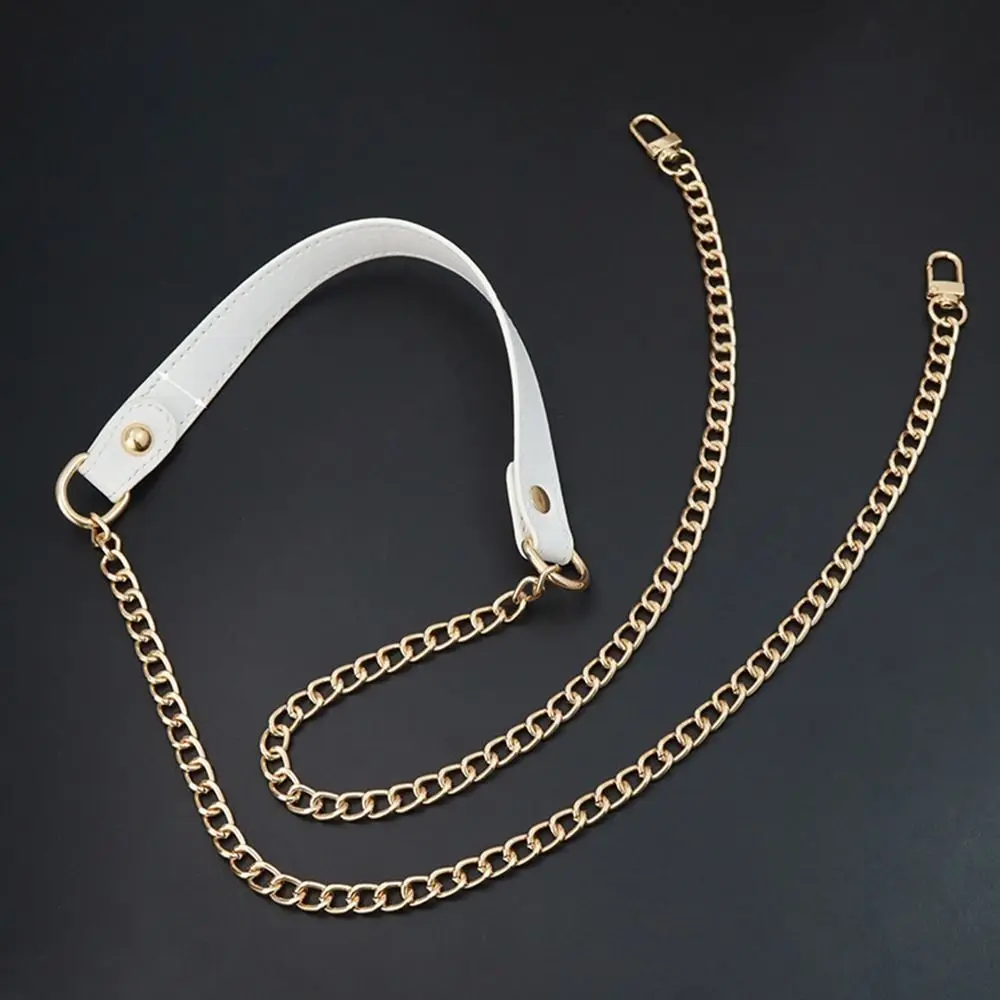 DIY Bag Making 120cm Replacement Bag Chains Shoulder Crossbody Bag Strap Black PU Leather Handle with Metal Chains