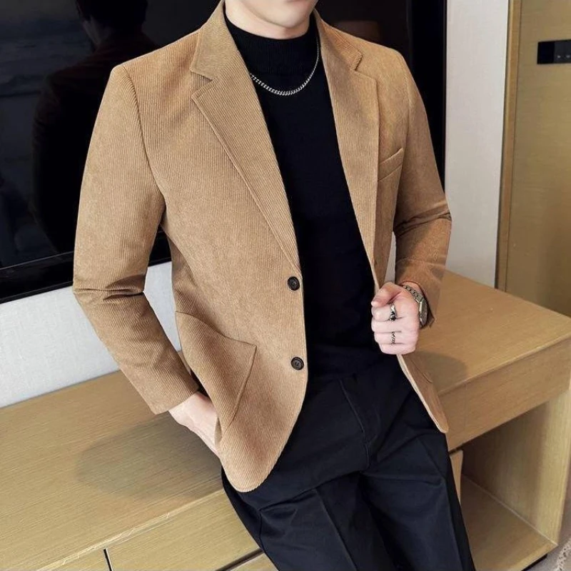 

Men's Solid Color Corduroy Warm Suit Jacket Fashionable Spring and Autumn Business Casual Corduroy Suit Jacket Men's Suit Jacket