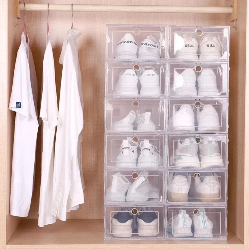 

6pcs/set Thickened Drawer Case Plastic Shoe Boxes Transparent Plastic Shoes Case Stackable Box Shoe Organizer Shoe box