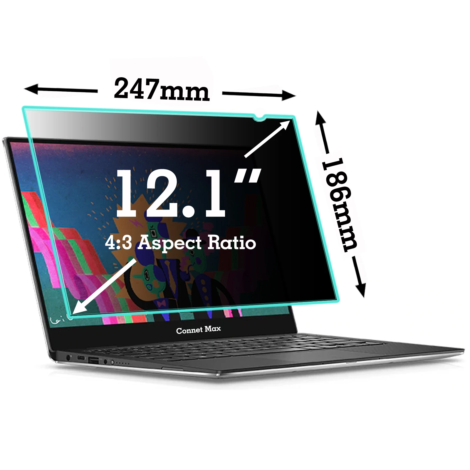 12.1inch 247mm*186mm privacidade filtro protetor de tela película protetora para 12.1 inch 4:3  Aspect Ratio