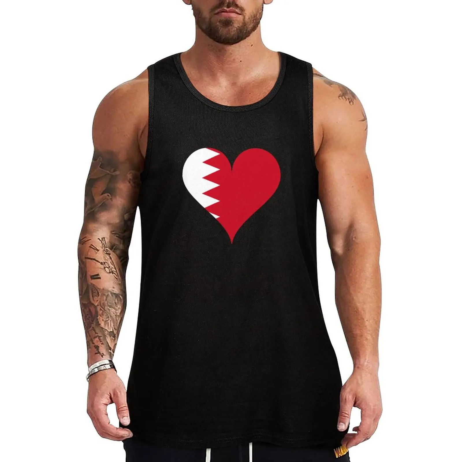 Bahrain Flag Heart Tank Top Essential Tank Top Cotton Casual Sleeveless Undershirt