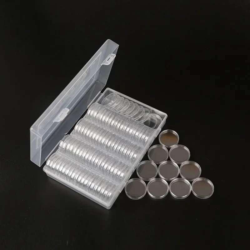 100Pcs Clear Coin Capsule Holder Case 27mm 30mm Transparent Collectable Coin Storage Box for Commemorative Coin Medal Container