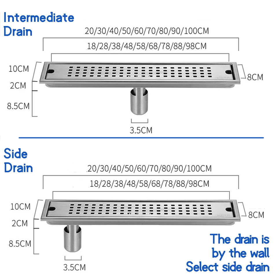 Imagem -06 - Dreno de Piso Retangular Drenagem de Placa Longa Linear Piso Drenagem Cobrir Banheiro Chuveiro 30 cm 50 cm 40 cm 20 cm Aço Inoxidável 304