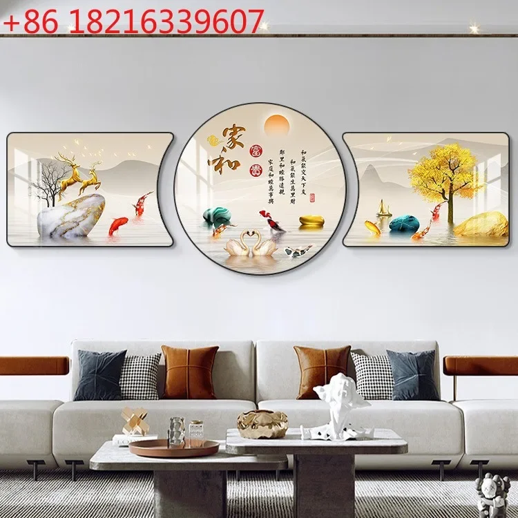 The meaning is good, modern simple and light luxury triptych, new high-end atmospheric living room decorative painting