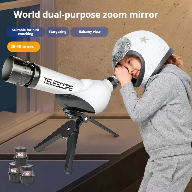 Kids STEM Telescope with 3 Eyepieces Science Experiment Teaching Portable Astronomy Telescope Toys for Children Birthday Gifts