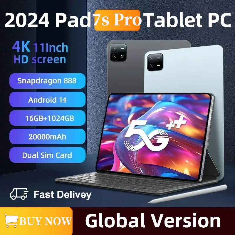 

2025 Xioaml Pad 7s Pro Global Version Tablets PC Android 14 16GB+1TB Snapdragon 888 11 inch 5G 11 inch WIFI HD Tablet Computer