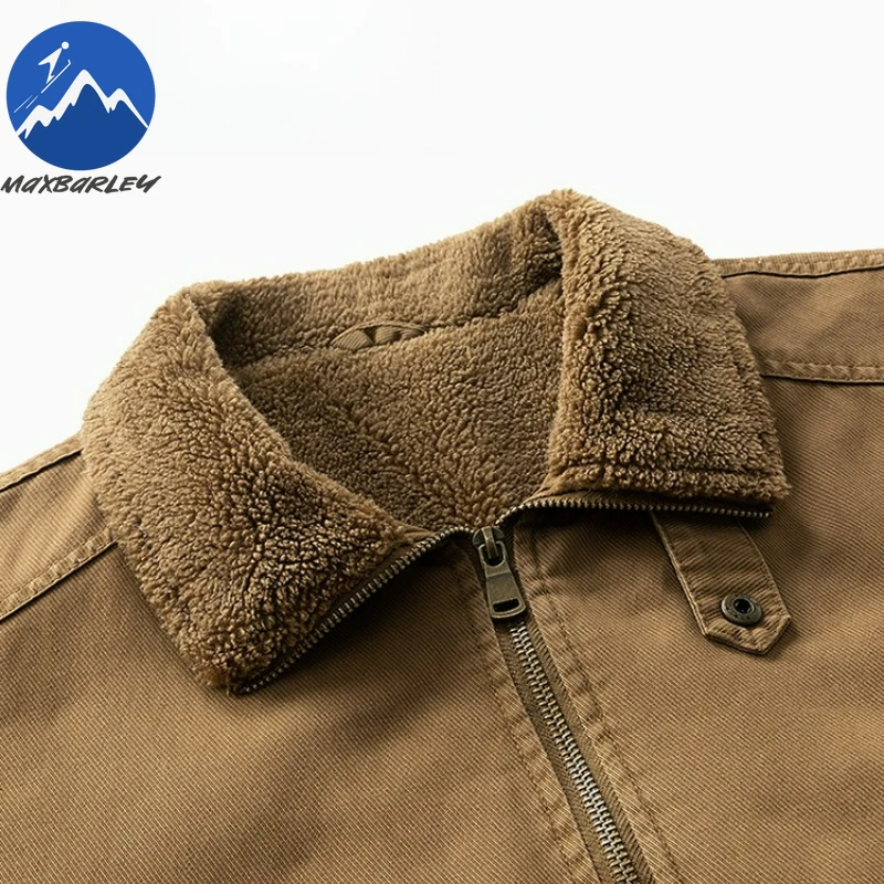 Men Padded Jacket Fur Collar Lapel Hiking Sport Fleece Lined Warm Parka Premium Zipper Pocket Lightweight Winter Flight Jackets
