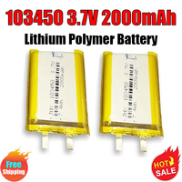 103450 3.7V 2000mAh Polymer Lithium CELLS Rechargeable Battery for Beauty Instrument Camera GPS Navigator MP5 Bluetooth Headset