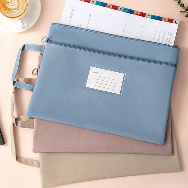 

Waterproof File Organizer Double Layers Oxford Cloth Document Bag Large Capacity Test Paper Storage Folder for Office Supplies