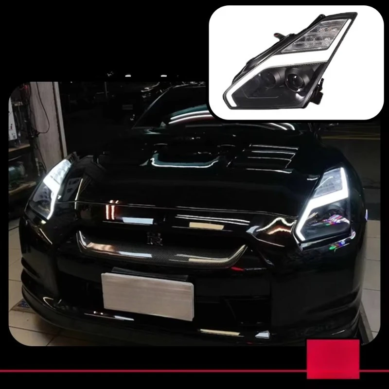 Car Styling Head Lamp For Nissan GTR Headlights 2009-2017 LED Headlight DRL Angel Eye Hid Bi Xenon Auto Accessories