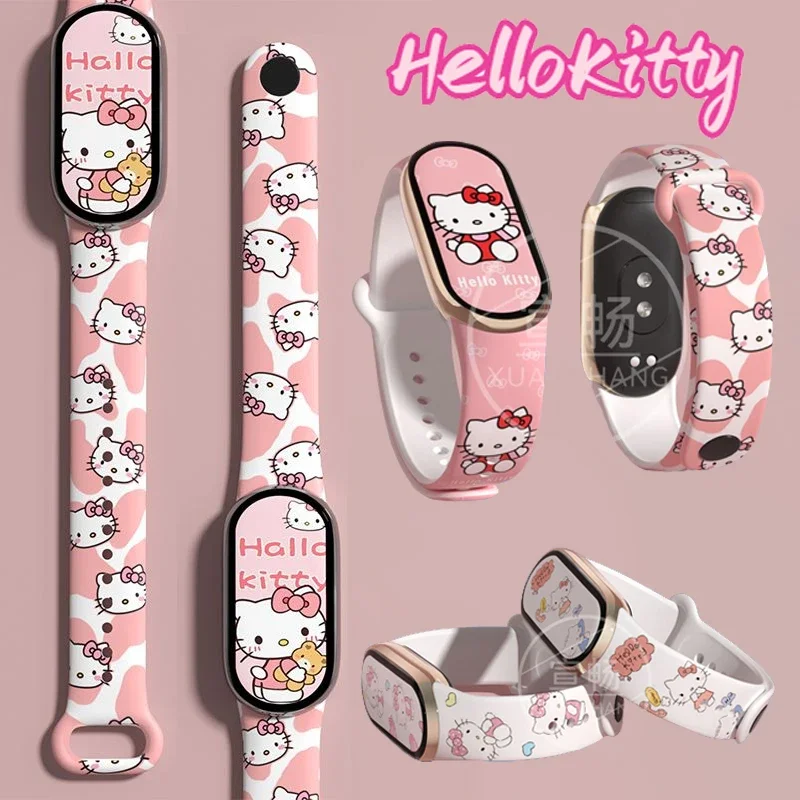 Sanrio Hello Kitty Bracelet For Mi Band 8 7 6 Strap Silicone Sport Correa Mi Band 4 Wristband For Xiaomi Mi Band 5 4 Bracelet