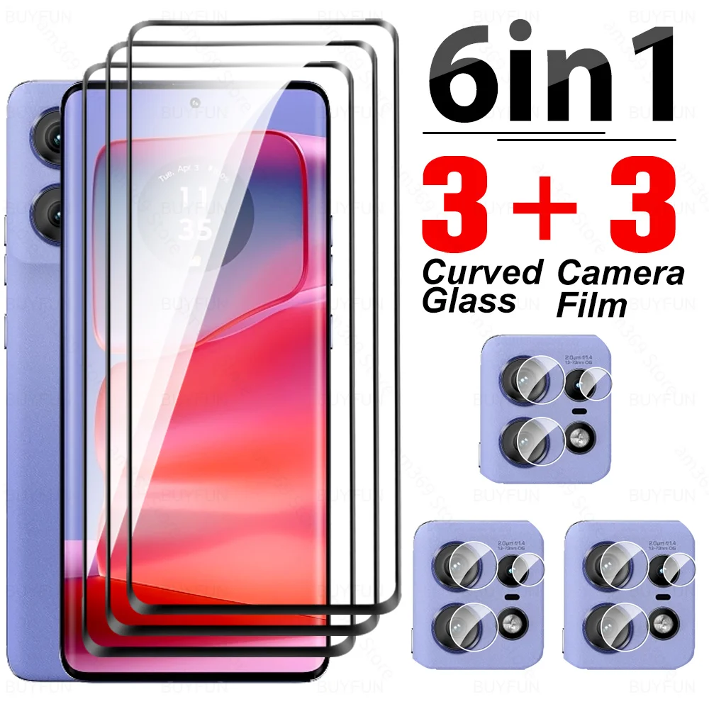 For Motorola Edge 50 Pro 5G Curved Glass 6in1 Tempered Glass Camera Film Moto Edge50 Ultra Fusion 50Pro 50Ultra Screen Protector