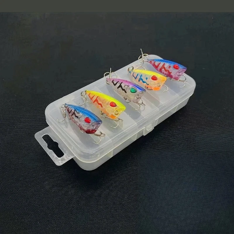 5pcs Surface System Mini Crawler False Bait Carp Fishing Strap Box Set 40mm/3.3g Hard Bait for Fresh Water Fishing Lure Set