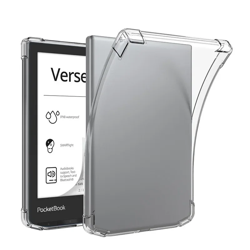 2Pcs For Funda PocketBook Verse Pro Color Case PB634K3 PB634 PB629 6" eBook Clear TPU Back Cover with 4 Shockproof Airbags