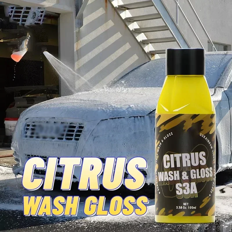 Concentrated Car Washing Liquid, Orange White Foam Car Cleaning and Care Clear Liquid, White Foam Without Damaging Car Paint