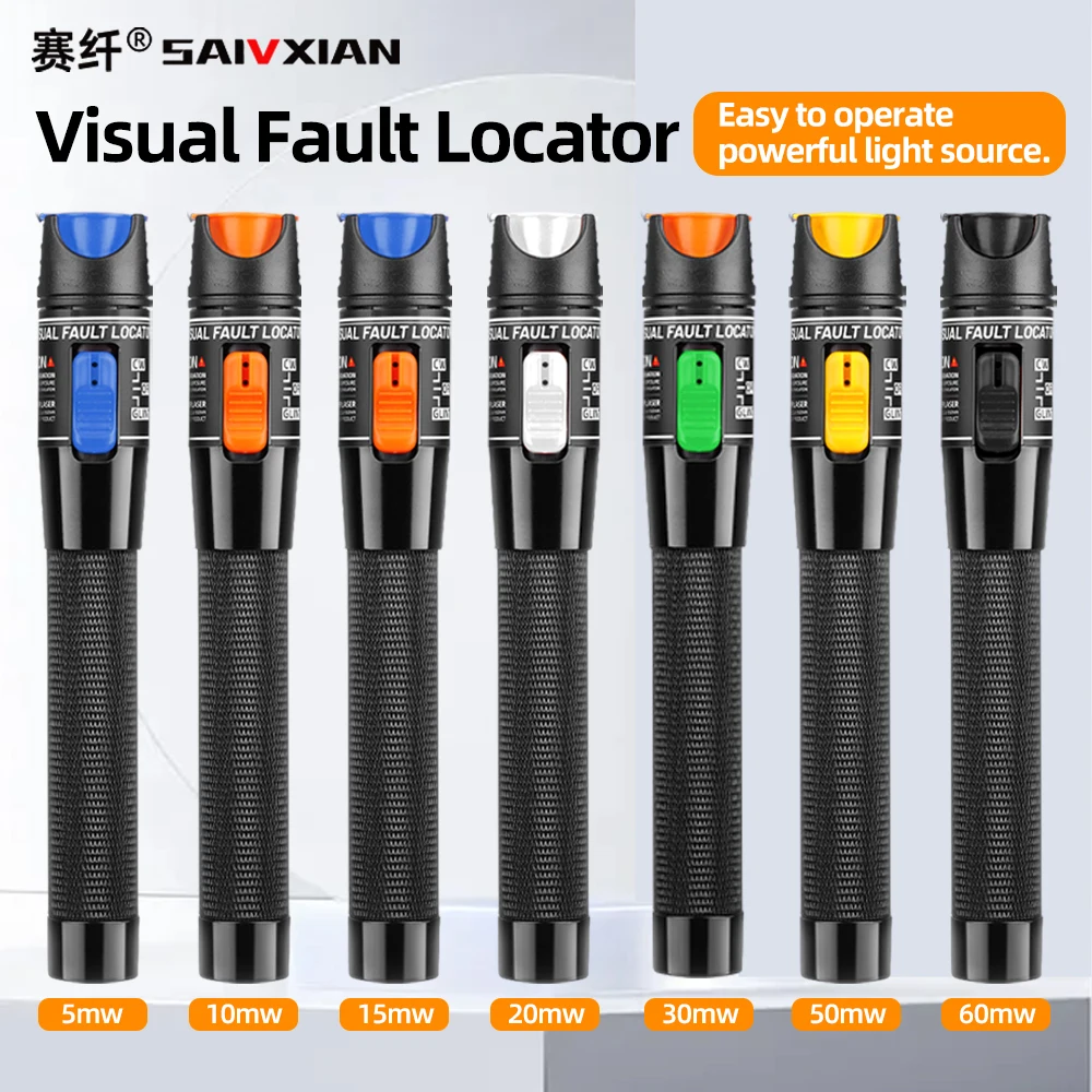 SAIVXIAN-Localizador Visual de Fallos, probador de Cable de fibra óptica, rango de 10-60Km, VFL FC/SC/ST, 60MW/50MW30MW/20MW/10MW/5MW