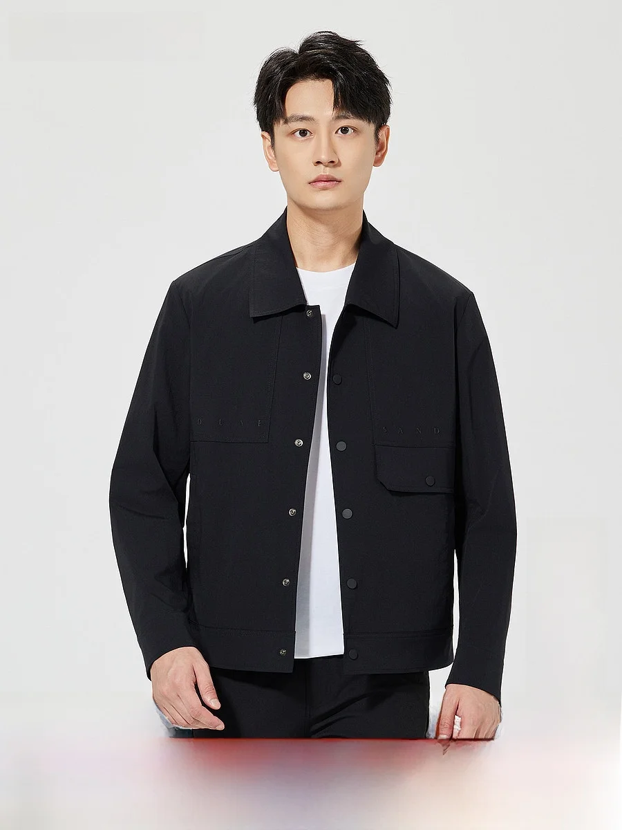 Lilanz Casual Fashion Men's Jacket Micro Wrinkle Texture Collar Short Spring New Style Nylon Polyester Blend Long Sleeve