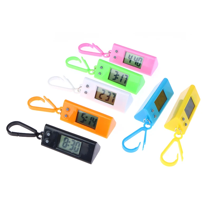 Mini Electronic Triangle Digital Watch Time Display Gift For Men And Women Student Exam Clock Hanging Keychain