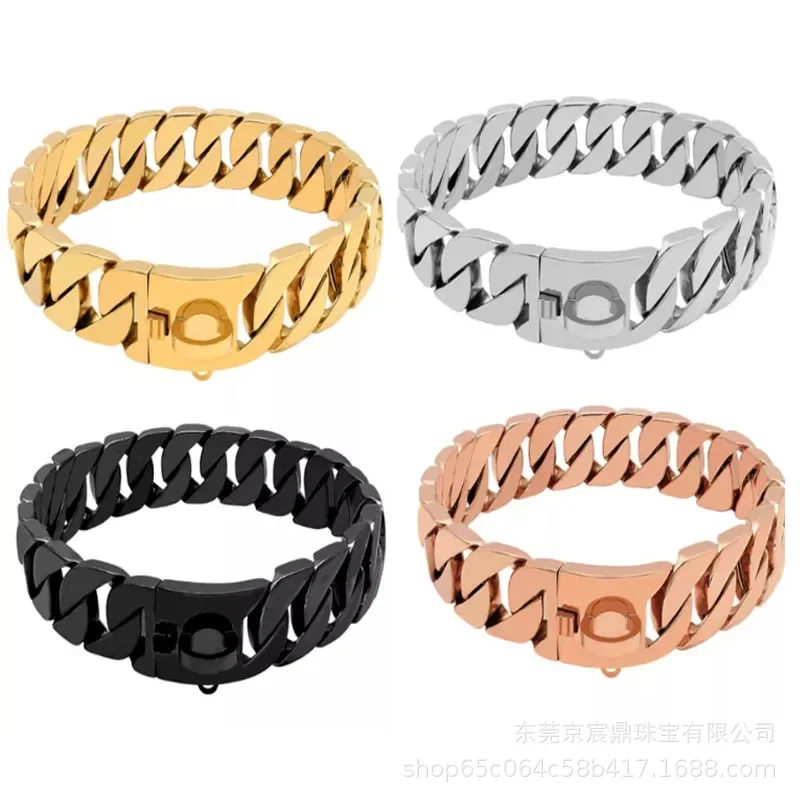 Strong Metal Dog Chain Collars Stainless Steel Pet Training Choke Collar For Large Dogs Pitbull Bulldog Silver Gold Show Collar