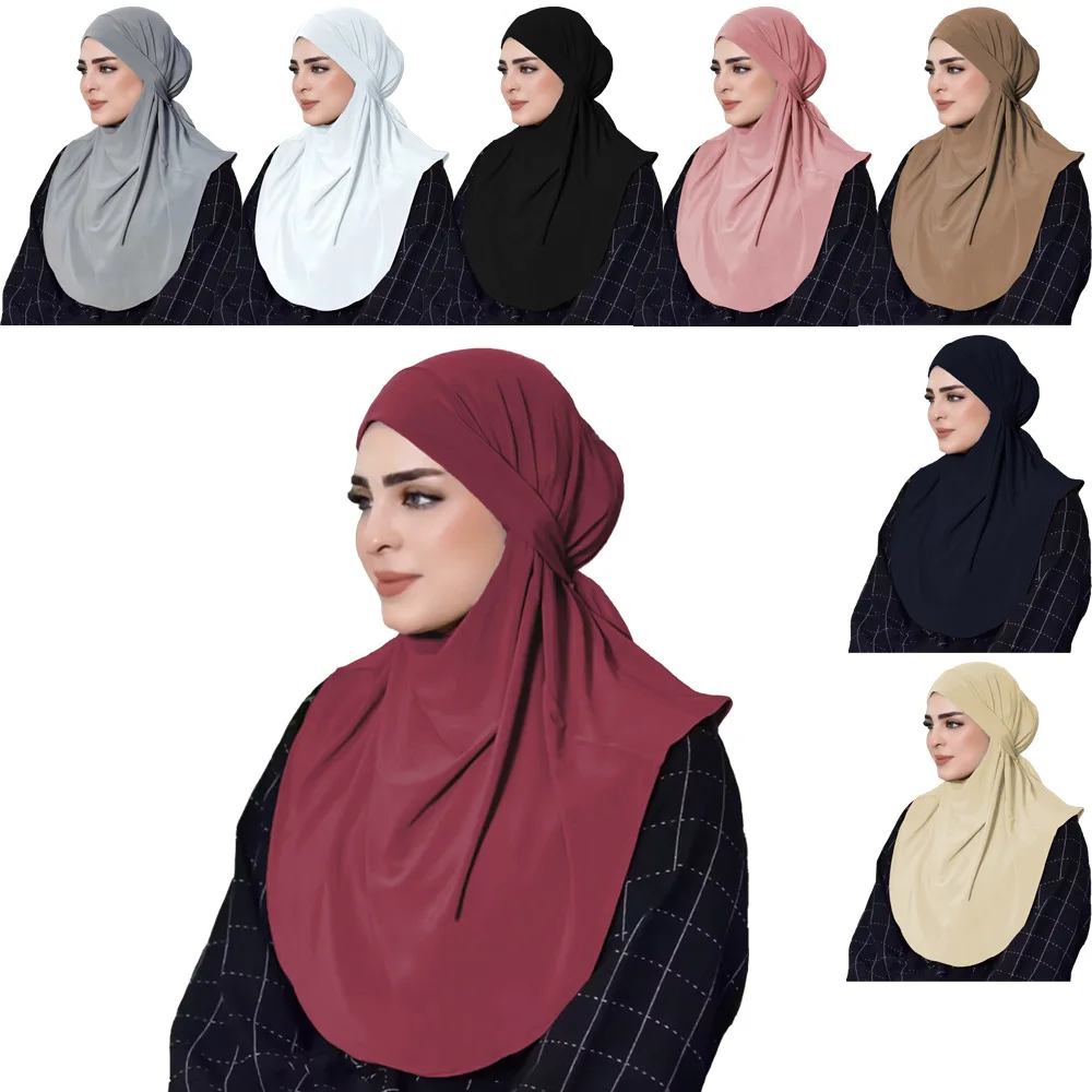 

Джерси, хиджаб, мгновенный шарф, мусульманский женский платок, сплошной цвет, повязка на голову, шарфы, исламские молитвенные хиджабы, никаб, Амира Химар