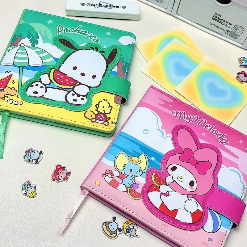 Sanrio New Cartoon Anime Character Kawaii Cinnamoroll Kuromi My Melody Student Portable Magnetic Buckle Notebook Birthday Gift