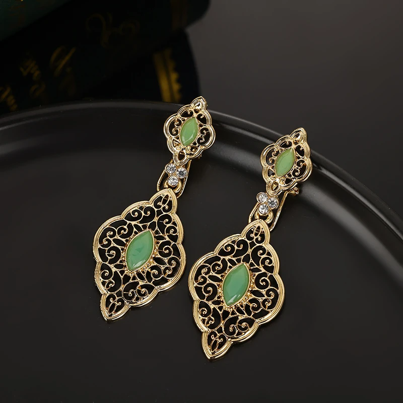 Morocco Gold Color Long Drop Dangle Earrings Turkish Brand Design India Ethnic Wedding Jewelry Arabic Traditional Bijoux Gift