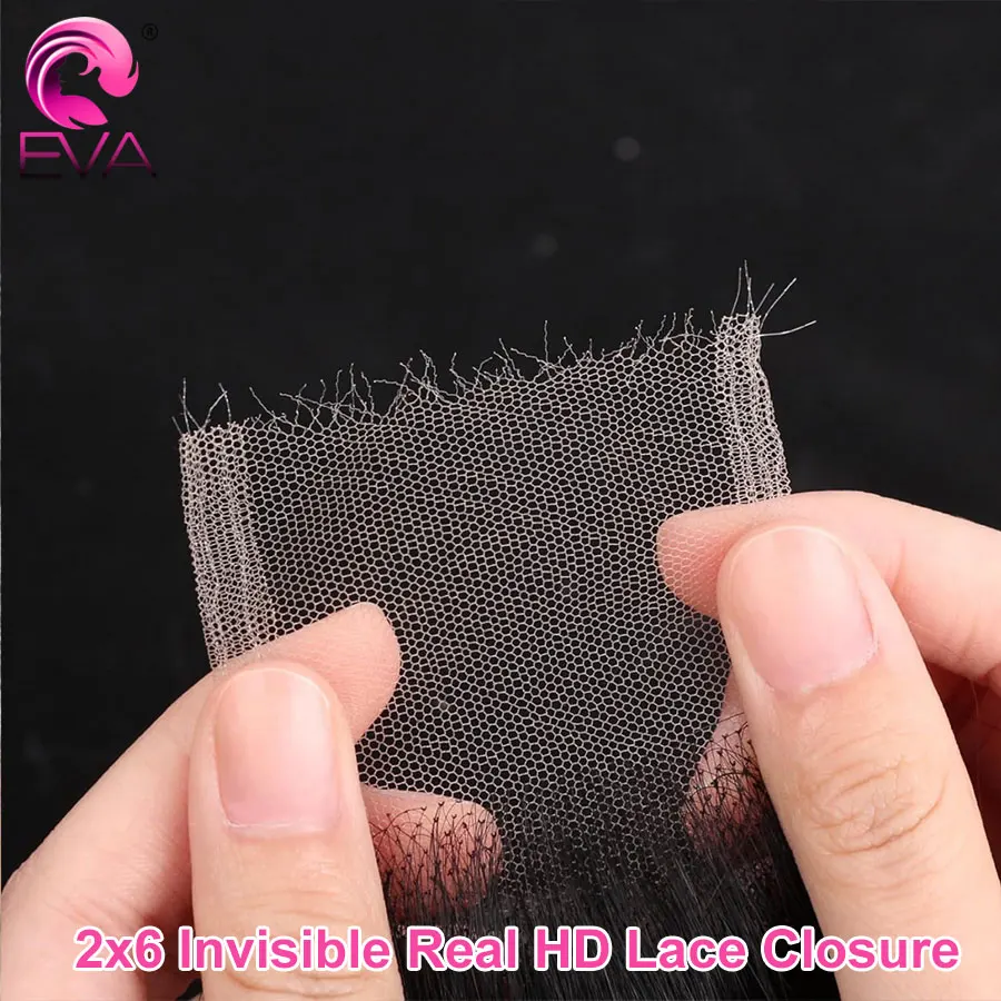 

Eva Hair Invisible HD Lace Closure 2x6 Real HD Lace Melt Skins Human Hair Closures Предварительно выщипанные 2x6 Ультратонкие HD Lace Closures