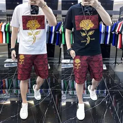 Casual Sports Set Men's Summer New Loose Fashion Printing Comfortable Short Sleeve Shorts Two Piece Set