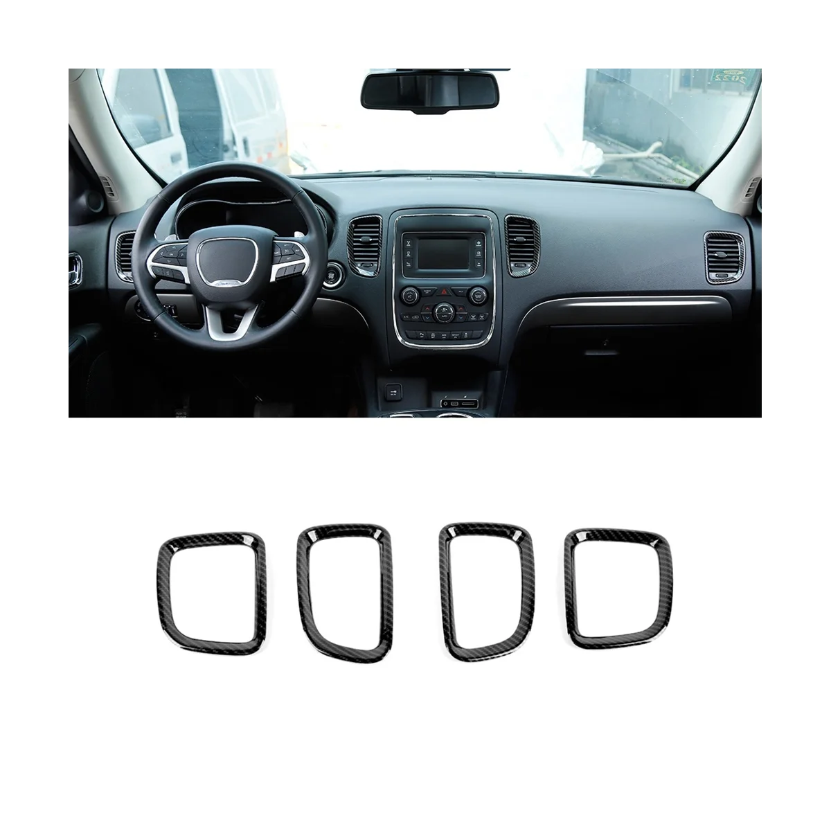 

Firmly Car Dashboard Air Vent Outlet Trim Cover Frame for Dodge Durango 2011-2020 Accessories - ABS Carbon Fiber