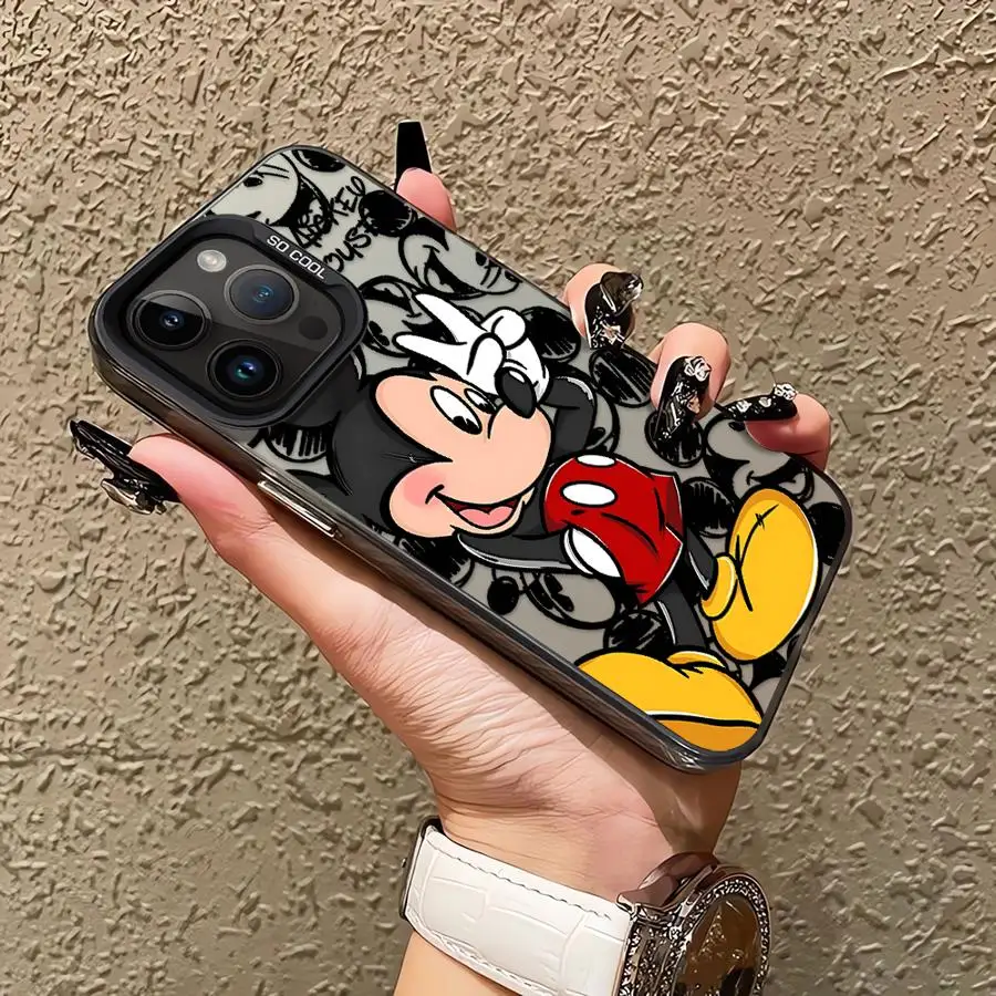 حافظة ديزني ميكي ماوس المضحكة لهاتف آيفون 11 12 13 برو ماكس 14 15 16 بلس 16e غلاف ناعم