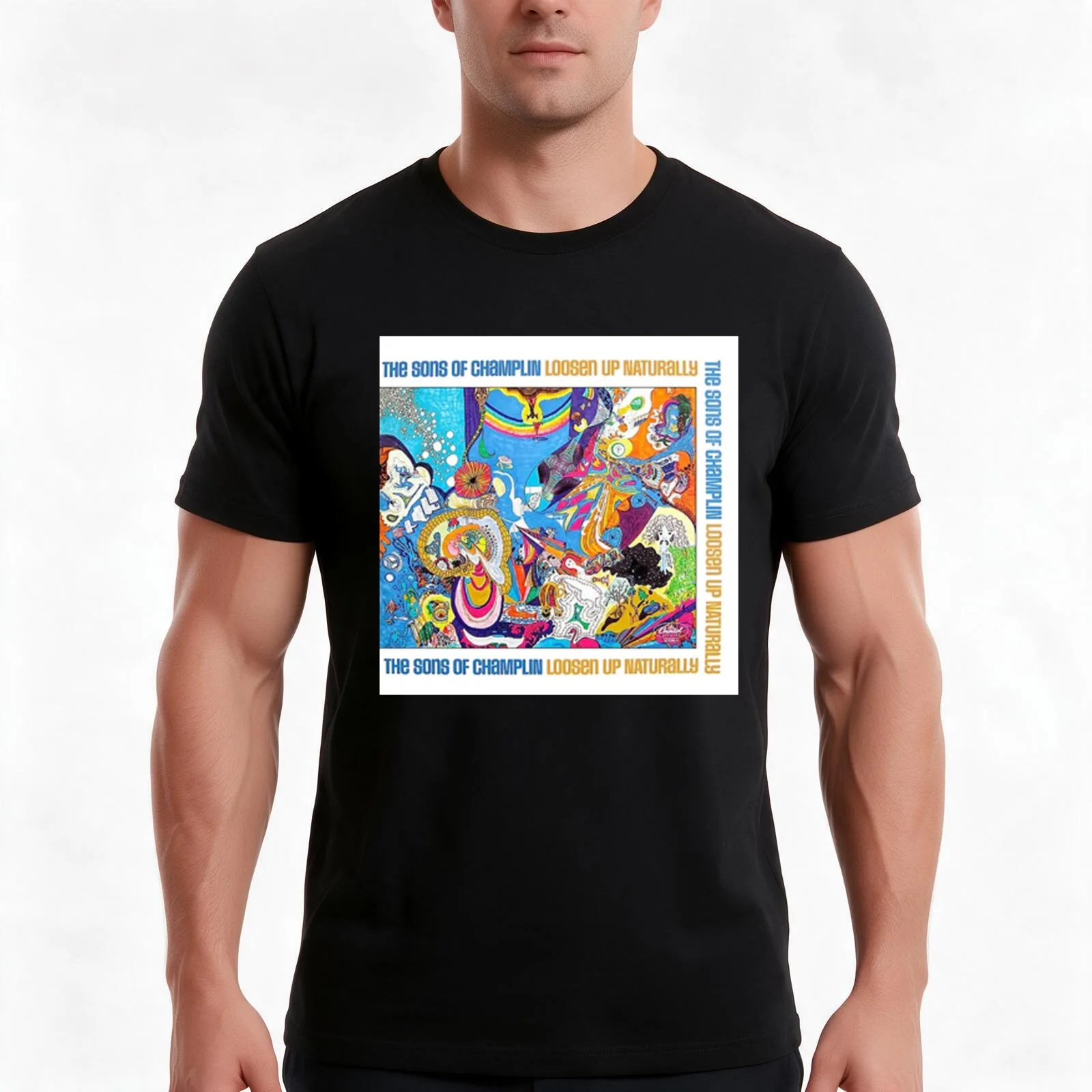 The Sons Of Champlin Loosen Up Naturally T-Shirt, Summer Casual Cotton Tee, Oversized Streetwear Tops, Vintage Graphic Print