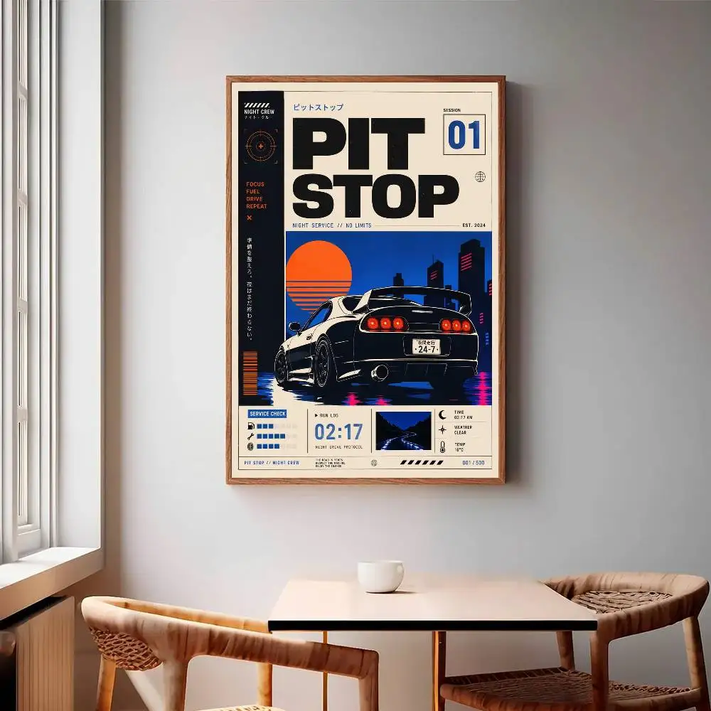 PIT STOP no. 01 Poster Mural for Living Room Bedroom Wall Office Wall Decor Gift for Friends Unframed