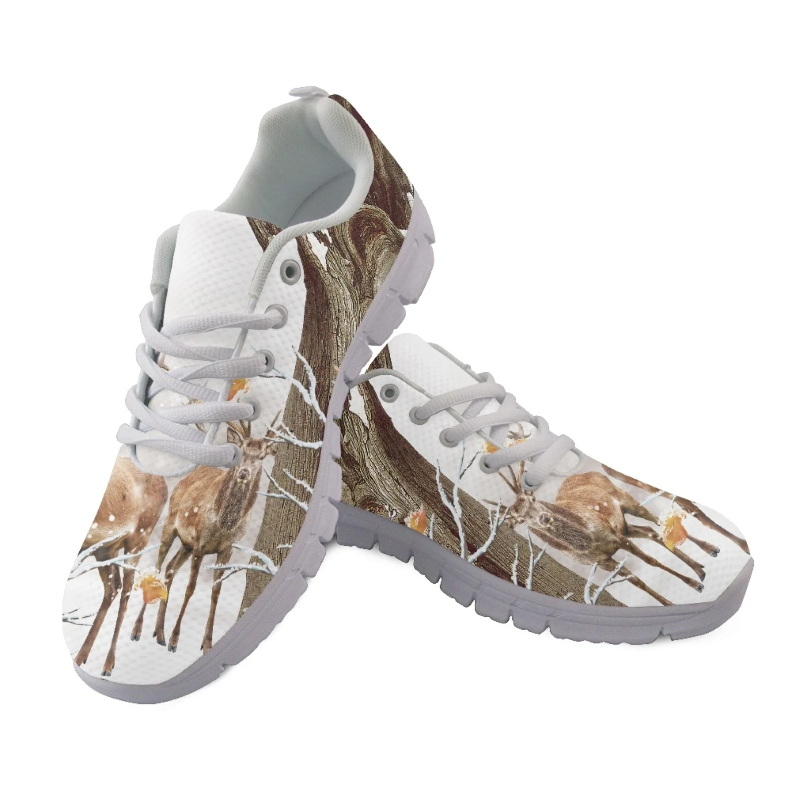 Coloranimal Forest Deer Walking Shoes Mesh & EVA Sole, Breathable Lace up Athletic Sneakers for Mens Gym and Daily Travel