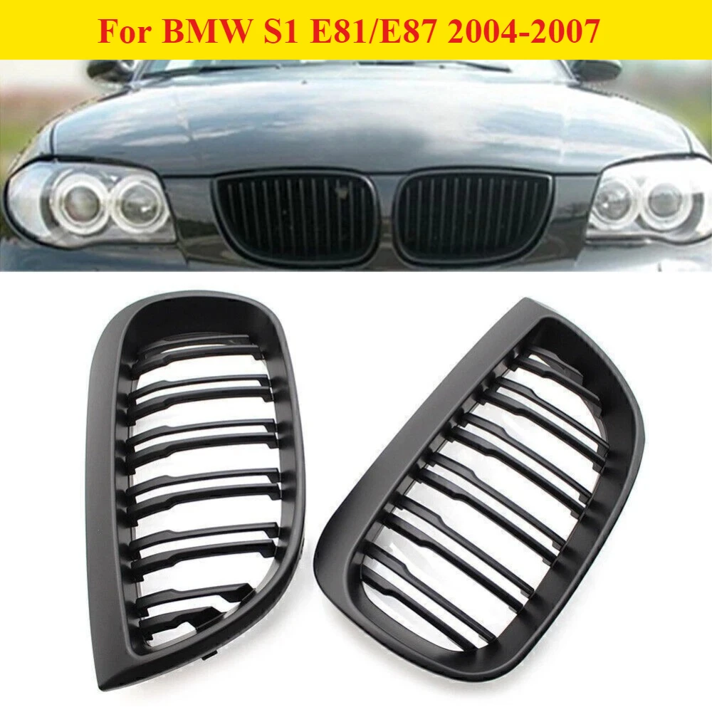 

Для BMW E81 E87 128I 130I 135I: Передняя решетка радиатора (ноздри) матовая черная с двойными ламелями, 2004-2007 гг.