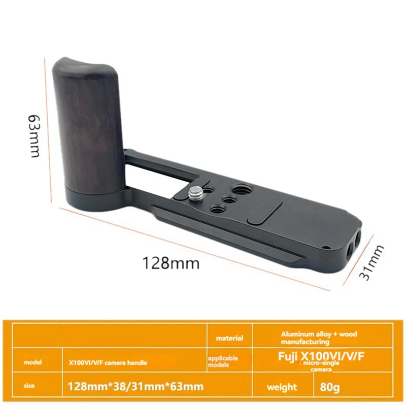 Hand Grip Quick Release Wooden Camera L Plate For Fujifilm Fuji X100VI Camera Grip Handle