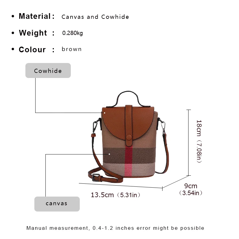 Mobile phone bag, crossbody women\'s bag, 2025 new canvas with leather mini bag, high-end foreign style checked bag