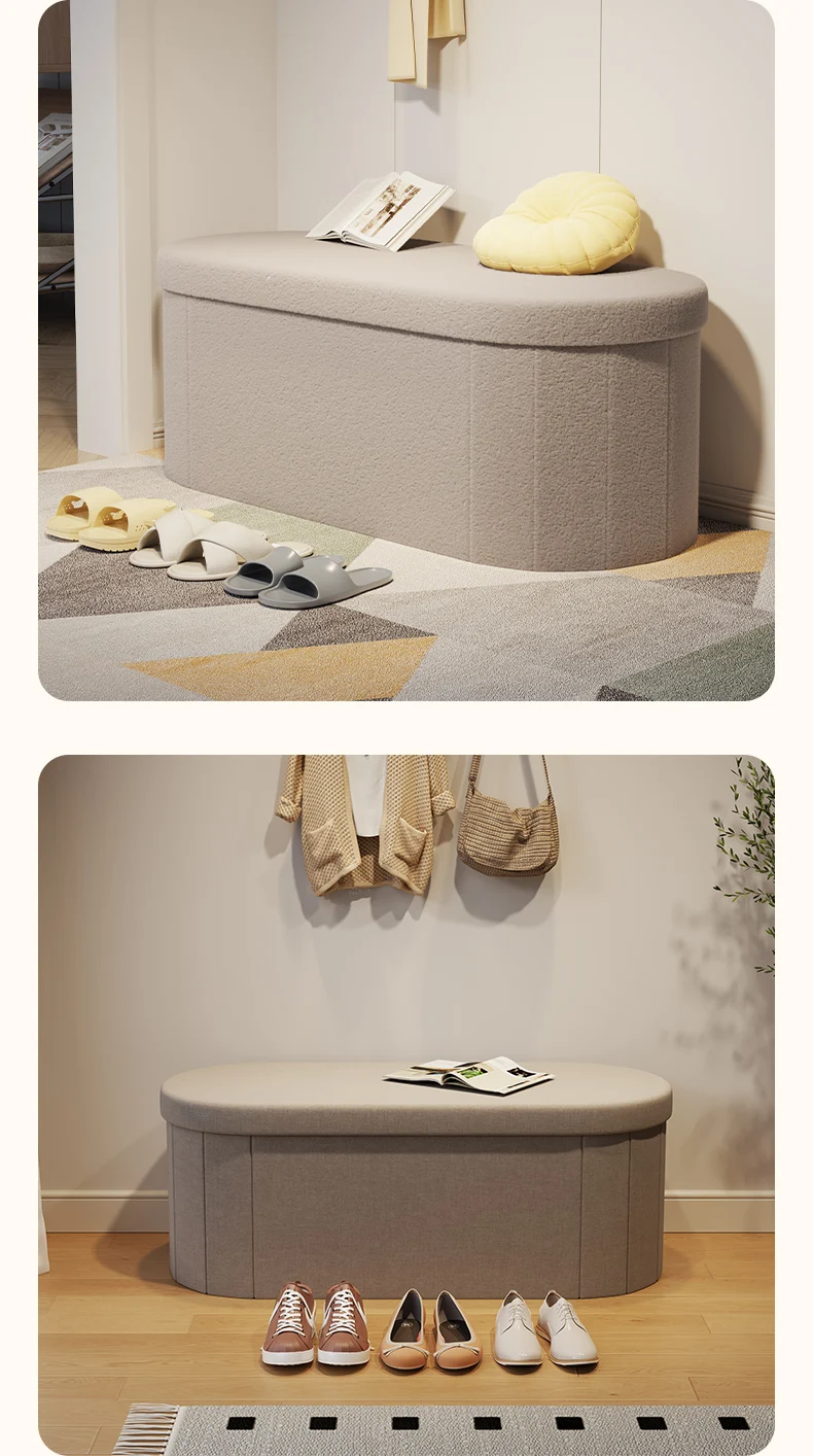 Nordic Folding Storage Stool Entrance Hall Sitting Shoe Stool Living Room Rest Sofa Seat Storage Home Furniture Bed End Stool