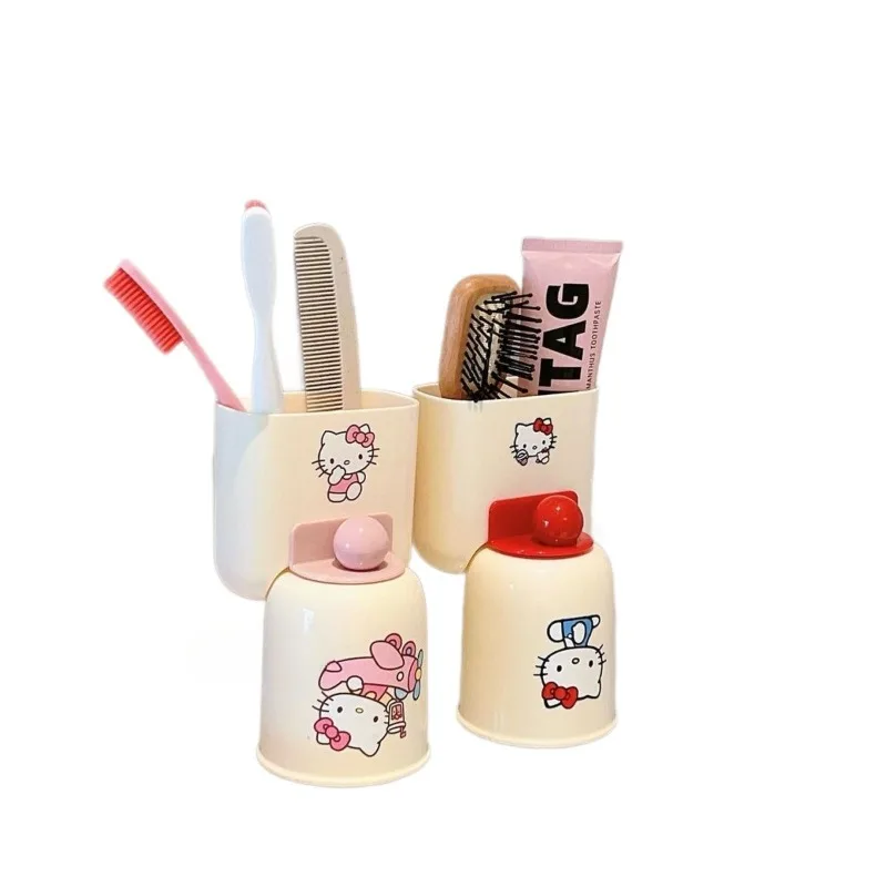 Japanese Sanrio Cartoon Magnetic Toothbrush Cup Wall Mounted No Drill Rack Kids Bathroom Storage Organizer Kawaii New Hot view 6